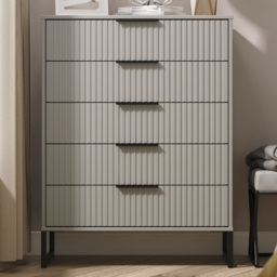 Crowndale Fluted 5 Drawer Dusk Grey Chest of Drawers Ready Assembled - thumbnail 1