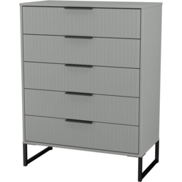 Crowndale Fluted 5 Drawer Dusk Grey Chest of Drawers Ready Assembled - thumbnail 4