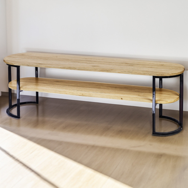 Marseille Black and Light Oak Single Shelf TV Unit - image 1