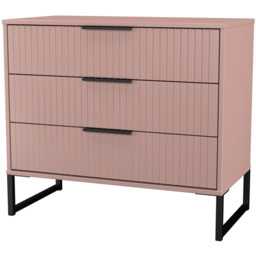 Crowndale Fluted 3 Drawer Kobe Pink Chest of Drawers Ready Assembled - thumbnail 4