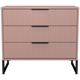 Crowndale Fluted 3 Drawer Kobe Pink Chest of Drawers Ready Assembled - thumbnail 2