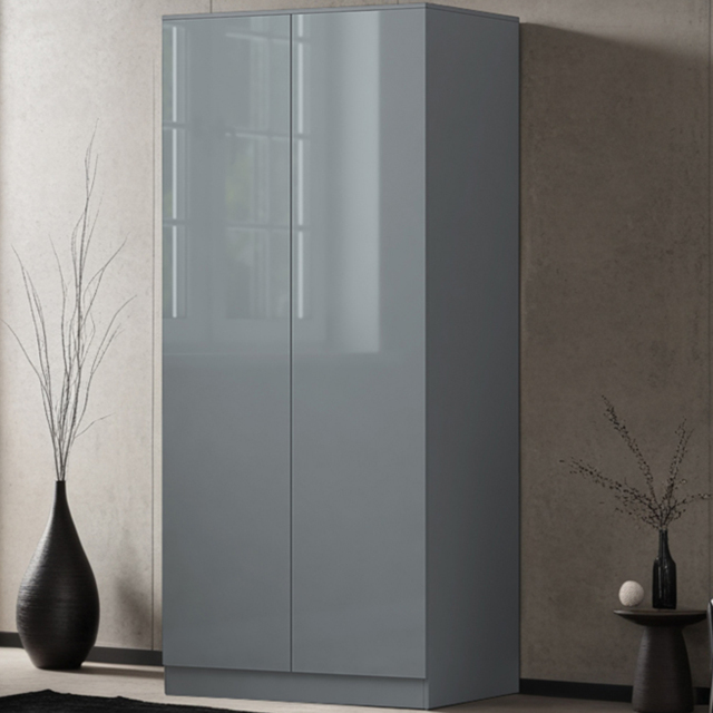 FWStyle Stora 2 Door Grey Gloss Wardrobe - image 1