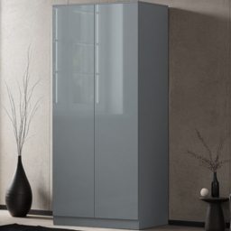 FWStyle Stora 2 Door Grey Gloss Wardrobe - thumbnail 1
