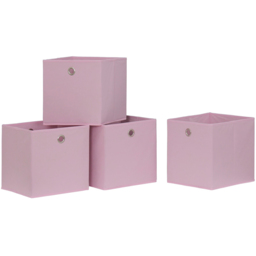 Home Source Pink Fabric Cube Storage Box 4 Pack - thumbnail 1
