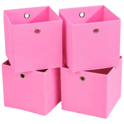 Home Source Pink Fabric Cube Storage Box 4 Pack