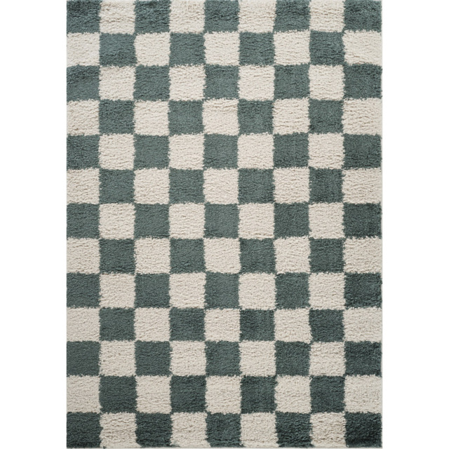 Desire Rugs Chester Shaggy Chequered Jade Green Rug 120 x 170cm - image 1