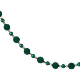 Sleigh Bells Ring Emerald Flocked Beaded Christmas Garland 173cm - thumbnail 1