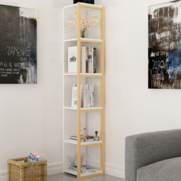 Decorotika Texas Gold and White 5-Tier Metal Bookshelf