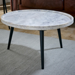 Brooklyn Opal White Marble Top Round Coffee Table