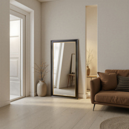 Yearn Georgian Black and Gold Bevelled Full Length Wall Mirror 166.5 x 75cm - thumbnail 3