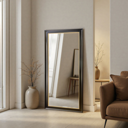 Yearn Georgian Black and Gold Bevelled Full Length Wall Mirror 166.5 x 75cm - thumbnail 2