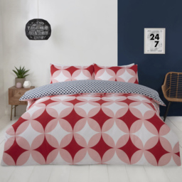 Rapport Home Geo King Size Red Duvet Set