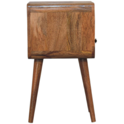 Artisan Furniture Mini Oak Single Drawer Single Shelf Mango Wood Curved Open Bedside Table - thumbnail 4