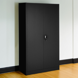 Tectake Black 5 Shelf Lockable Filing Cabinet Set of 2 - thumbnail 1