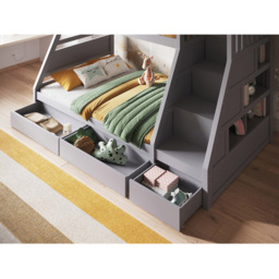 Flair Lunar Grey Wooden Bunk Bed with Drawers and Shelves - thumbnail 2