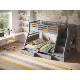 Flair Lunar Grey Wooden Bunk Bed with Drawers and Shelves - thumbnail 3