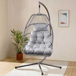 Home republic Miami Charcoal Egg Chair with Cushion - thumbnail 1