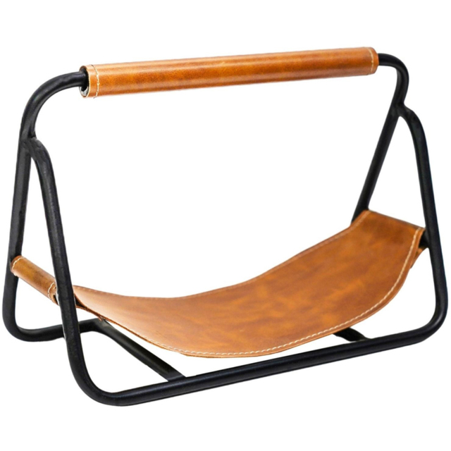 Ivyline Contemporary Hanging Leather Black Kindling Holder - image 1