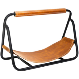 Ivyline Contemporary Hanging Leather Black Kindling Holder - thumbnail 1
