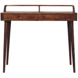 Artisan Furniture Dark Brown 2 Drawer Solid Wood Elevated Chestnut Console Table - thumbnail 2