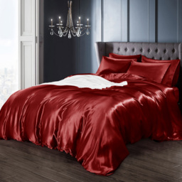 Intimates Red Super King Size Satin Bedding Set