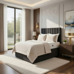 DS Living Aria Grey Double Plush Ottoman Bed - thumbnail 4