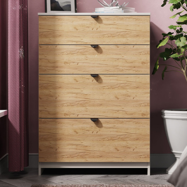 Crowndale Bora 4 Drawer Gold Craft Oak and Kashmir Deep Chest of Drawers Ready Assembled - image 1