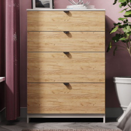 Crowndale Bora 4 Drawer Gold Craft Oak and Kashmir Deep Chest of Drawers Ready Assembled - thumbnail 1
