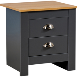 Home Source Camden 2 Drawer Graphite Grey Bedside Table - thumbnail 2