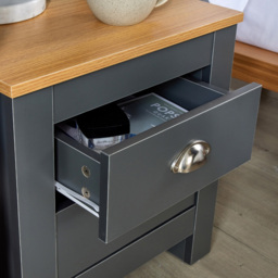 Home Source Camden 2 Drawer Graphite Grey Bedside Table - thumbnail 3