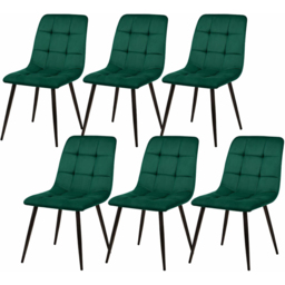 Portland Green Velvet Tufted Wooden Tabletop 6 Seater Dining Set - thumbnail 2