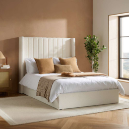 Birlea Maisey King Size White Boucle Ottoman Bed