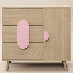 Flair Noah Oak and Pink Single Door 3 Drawers Cabinet - thumbnail 2
