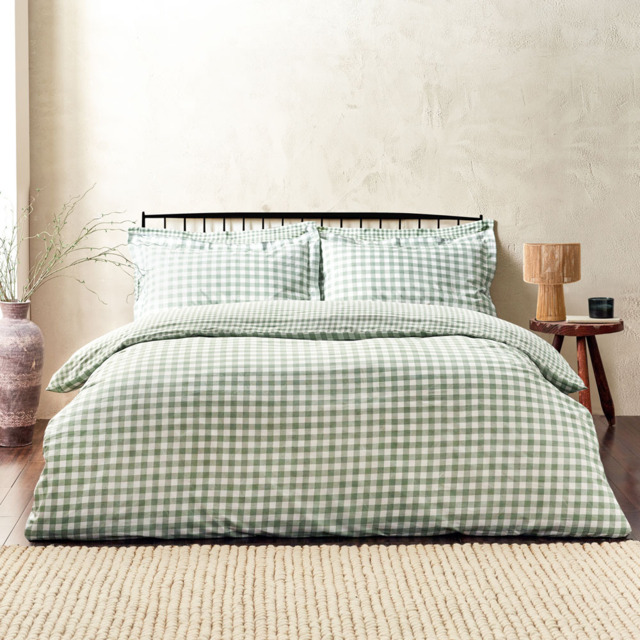 Yard Barton King Size Check Printed Forest 144 Thread Count Duvet Cover and Pillowcase Set - image 1