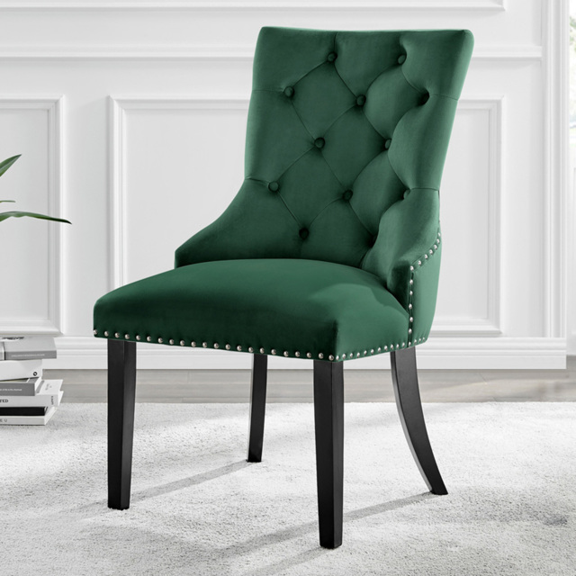 Furniturebox Kennsington Set of 2 Green Velvet Dining Chair - image 1