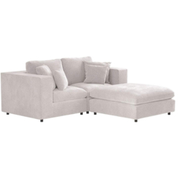 SOLACE+CO Asher Beige 3 Seater Boucle Sofa with Footstool - thumbnail 2