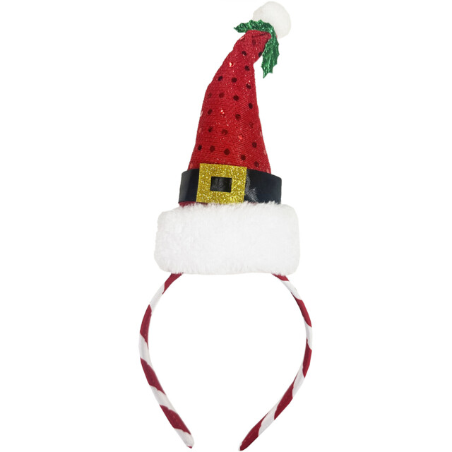 Sequin Santa Headband - Red