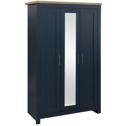 Birlea Highgate 3 Door Navy Blue and Oak Mirrored Wardrobe - thumbnail 2