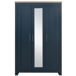 Birlea Highgate 3 Door Navy Blue and Oak Mirrored Wardrobe - thumbnail 3