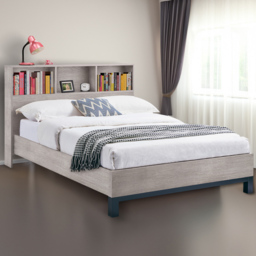 Julian Bowen Bali Double Grey Oak Bed with Bookcase Headboard