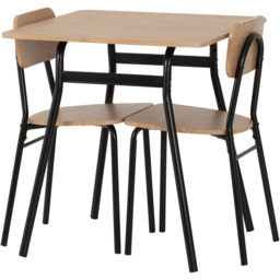 Seconique Warren Russet Oak Effect 2 Seater Dining Table Set Black - thumbnail 3