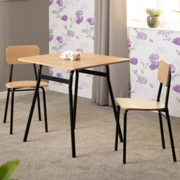 Seconique Warren Russet Oak Effect 2 Seater Dining Table Set Black - thumbnail 1