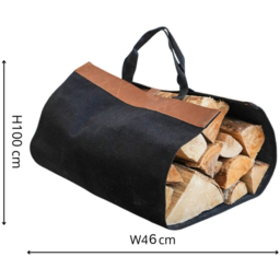 Ivyline Foldable Black Fabric Log Bag with Faux Leather Handles - thumbnail 4