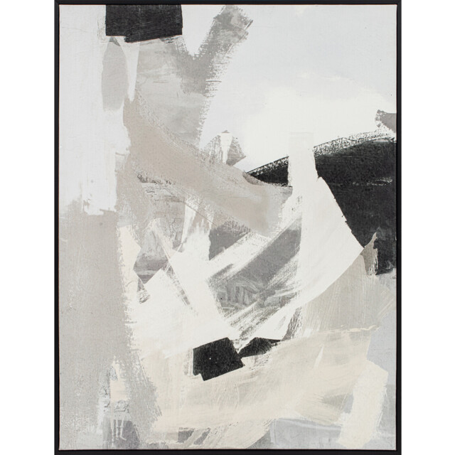 Monochrome Abstract Framed Grey Canvas Wall Art 76 x 100cm - image 1