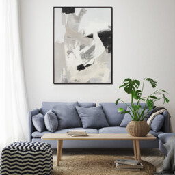 Monochrome Abstract Framed Grey Canvas Wall Art 76 x 100cm - thumbnail 2