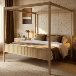 Flair Maddy Natural Super King Size 4 Poster Bed - thumbnail 1