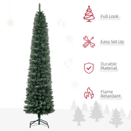 StarBright Snow Dipped Green Artificial Christmas Pencil Tree 7.5ft - thumbnail 4