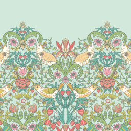 Origin Murals Birds Fruit and Foliage Blue Wall Mural - thumbnail 2