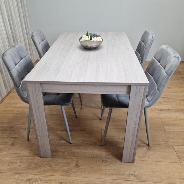 Portland 4 Seater Velvet Dining Set Grey - image 1