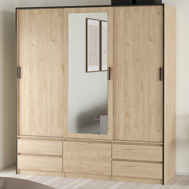 Florence 4 Door 4 Drawer Jackson Hickory Oak Sliding Wardrobe - image 1